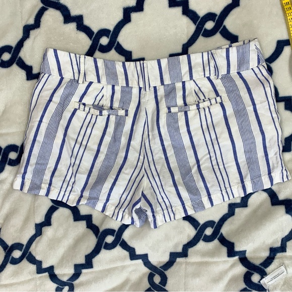 Ann Taylor LOFT White & Blue Striped Linen Blend Riviera Shorts size 4 - Picture 2 of 8